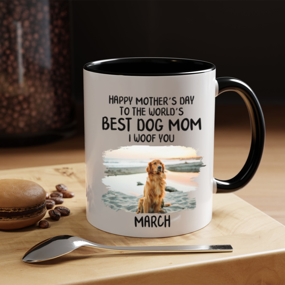 Miah1506 Happy Mother's Day To The World's Best Dog Mom I Woof You-Personalized Custom Coffee Mug