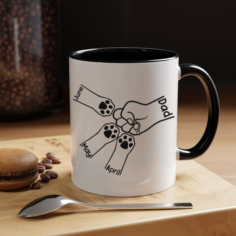 ETT3051 Paws And Human Fist Bump-Personalized Custom Accent Mug