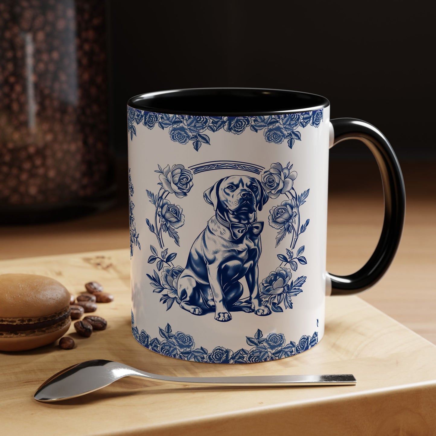 PST74 Toile De Jouy Style Rose Labrador Dog Lover - White Mug Accent Mug