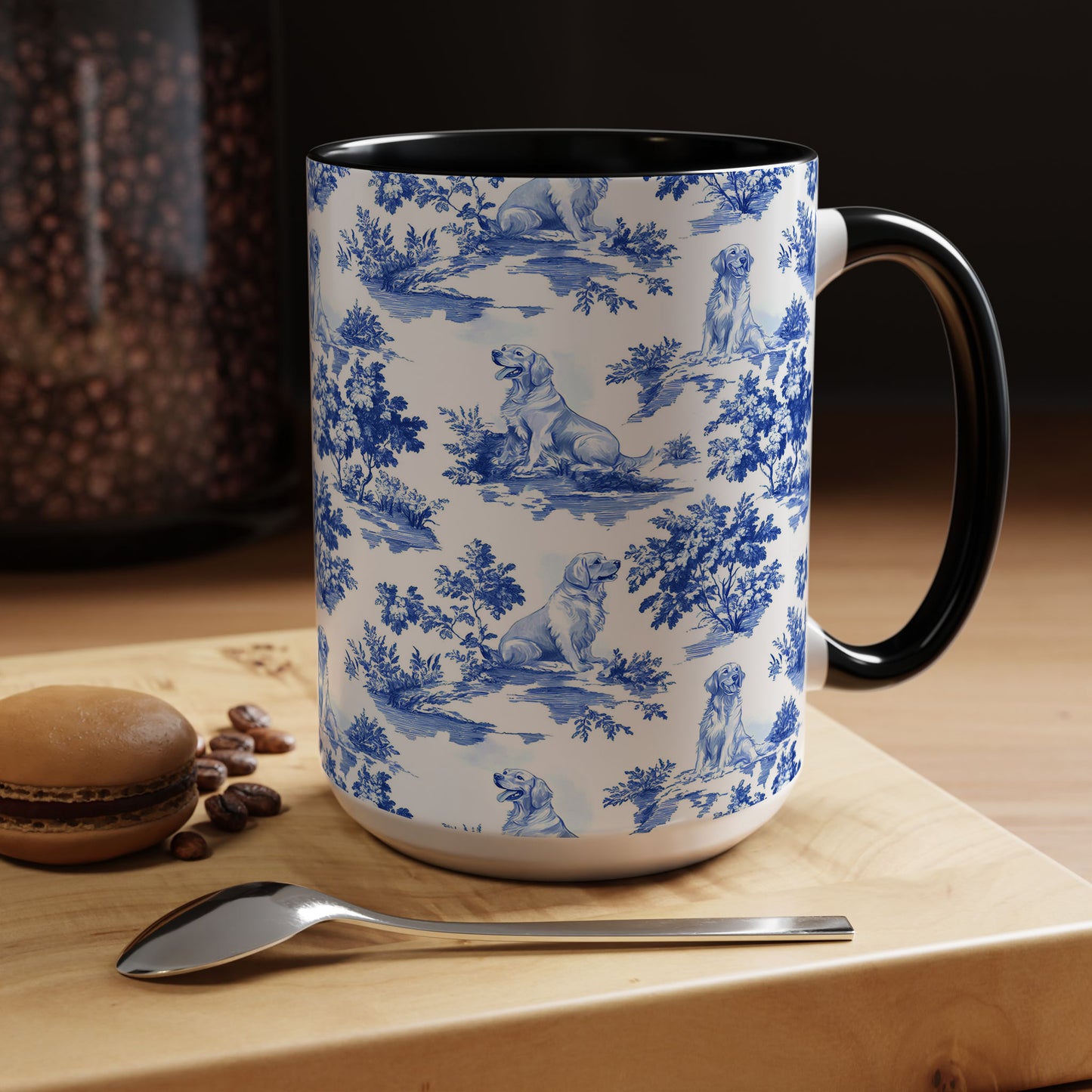 PST66 Toile De Jouy Style Golden Retriever Dog Lover - White Mug Accent Mug