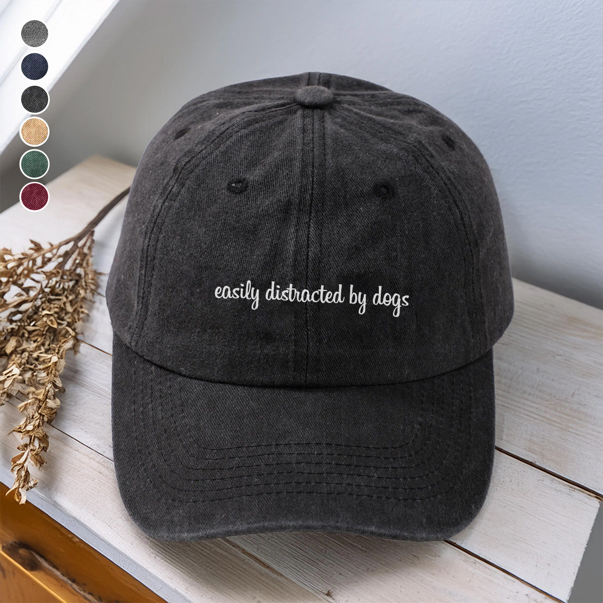PSC11 Easily Distracted By Dogs - Wash Denim Cap