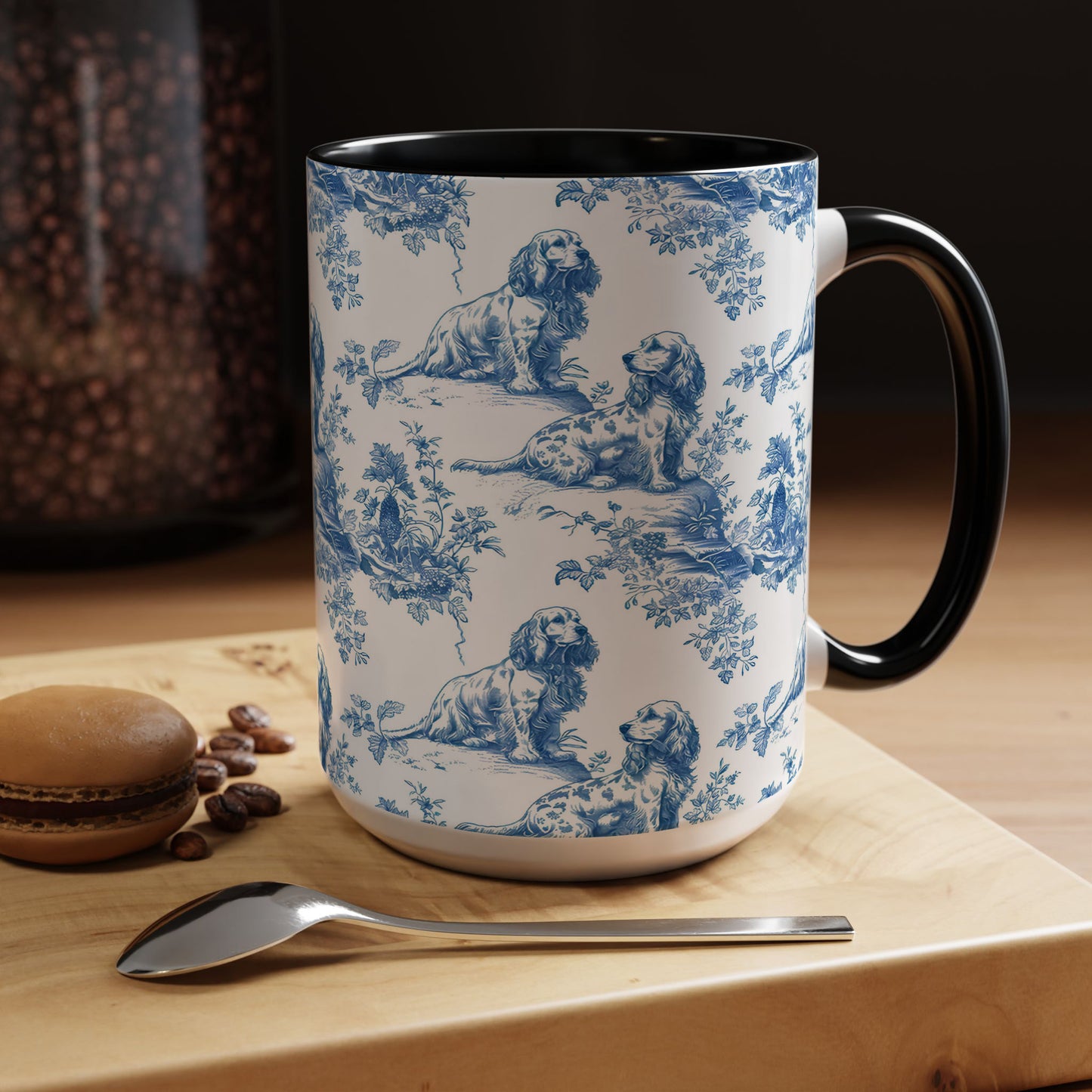 PST71 Toile De Jouy Style Cocker Spaniel Dog Lover - White Mug Accent Mug