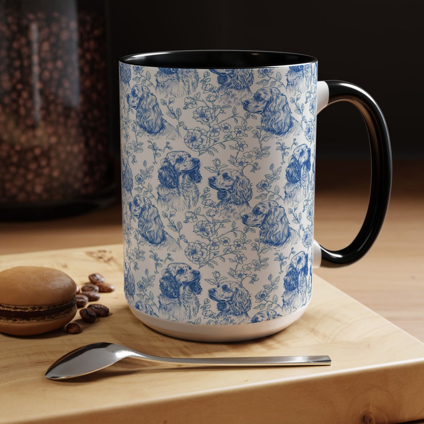 PST70 Toile De Jouy Style Cocker Spaniel Dog Lover - White Mug Accent Mug