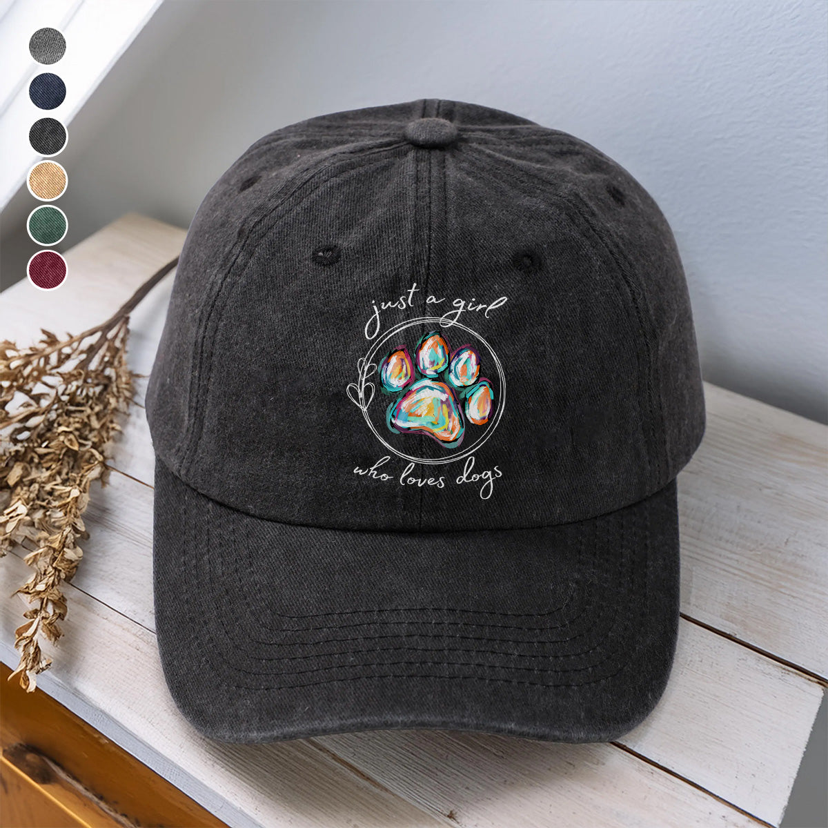 PSC22 Just A Girl Who Loves Dogs - Wash Denim Cap