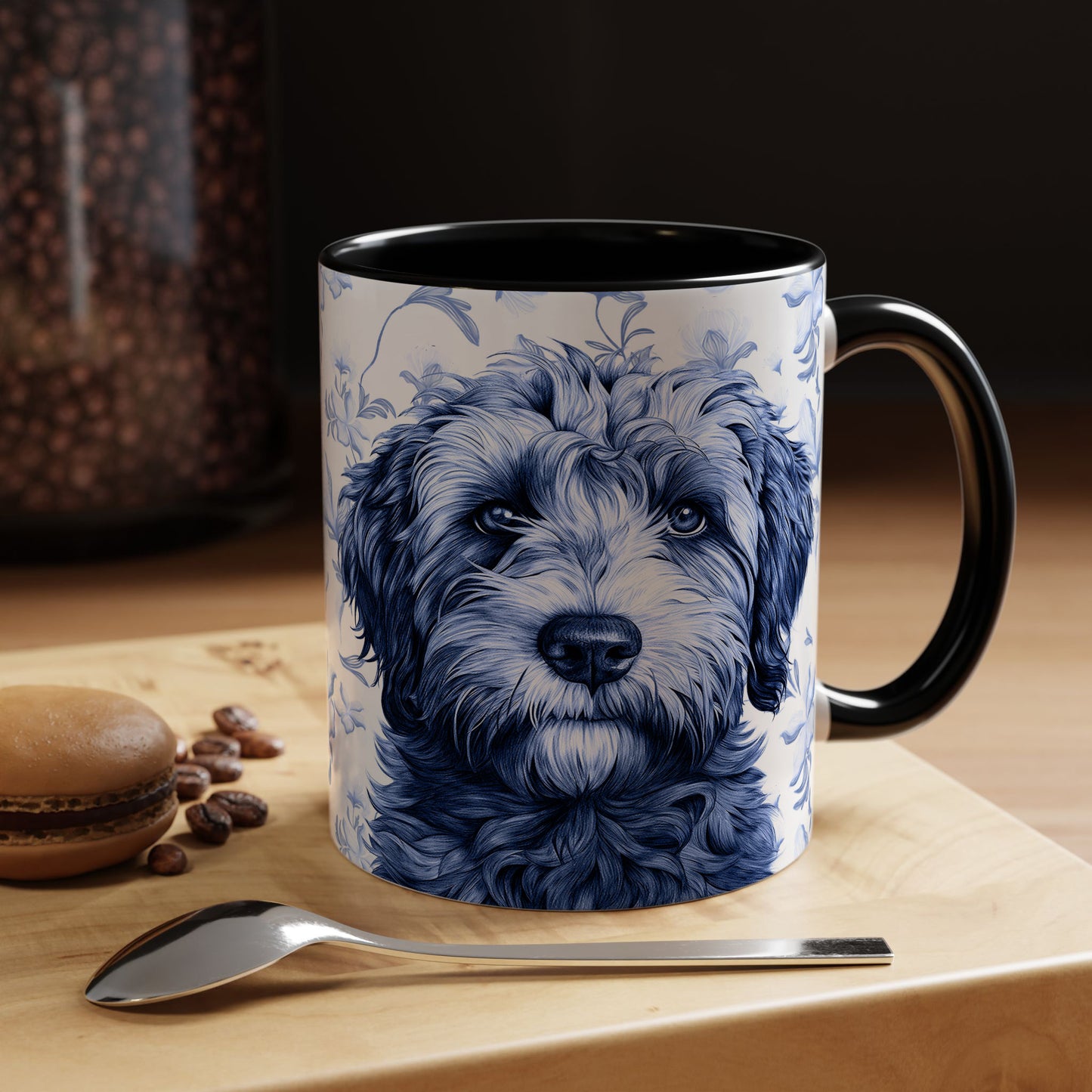 PST75 Toile De Jouy Style Doodle Dog Lover - White Mug Accent Mug