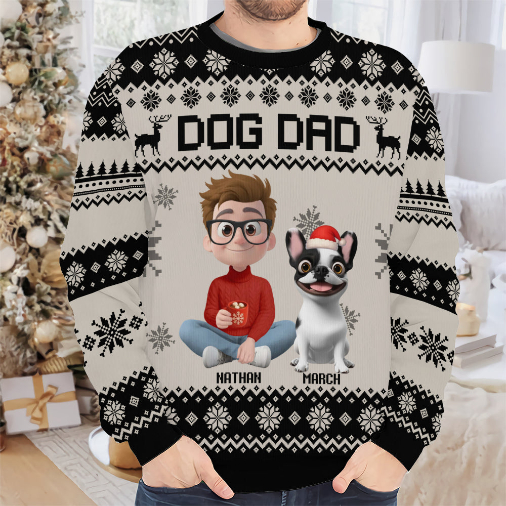 PSTS15 Dog Dad Xmas 3D Cartoon Cute - Personalized Custom Sweater