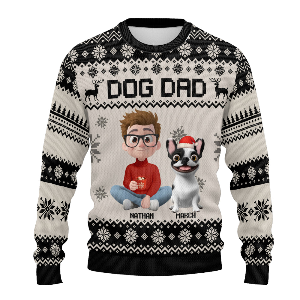 PSTS15 Dog Dad Xmas 3D Cartoon Cute - Personalized Custom Sweater