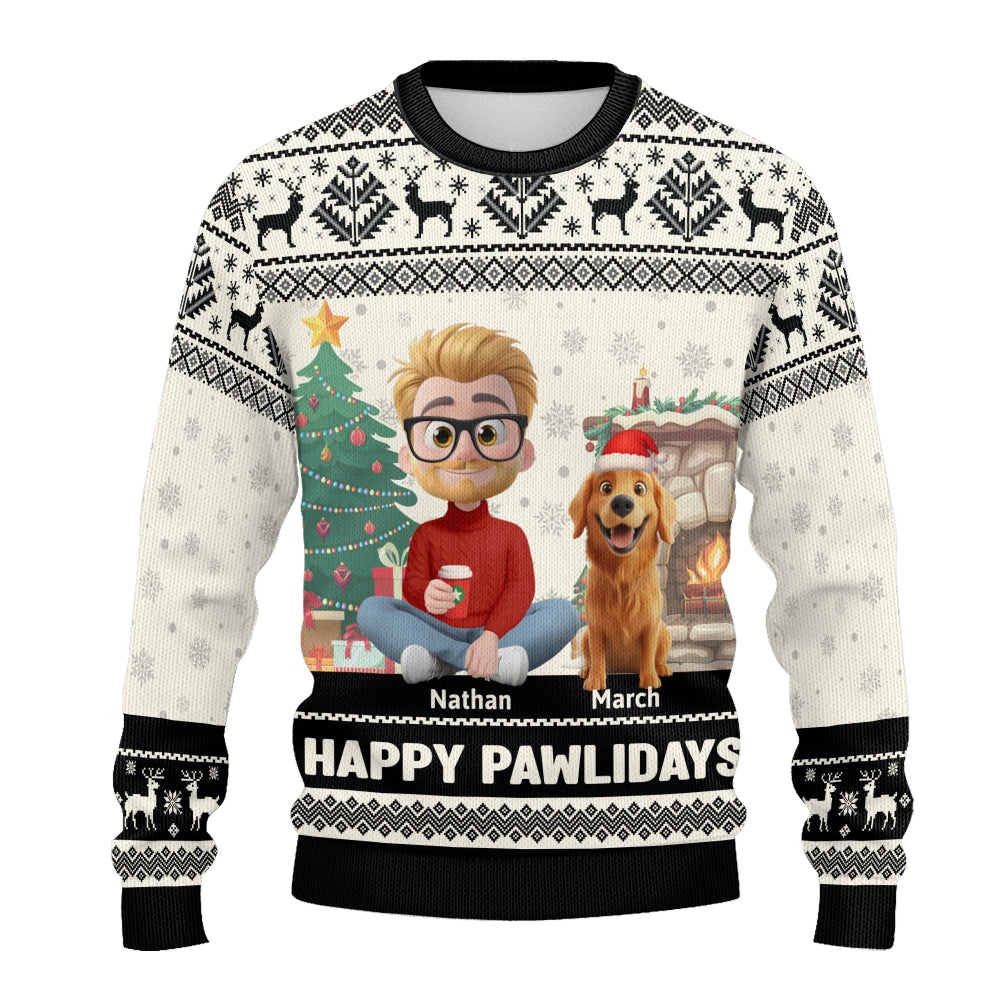 PSTS29 Happy Pawlidays Dog Dad Xmas - Personalized Custom Sweater