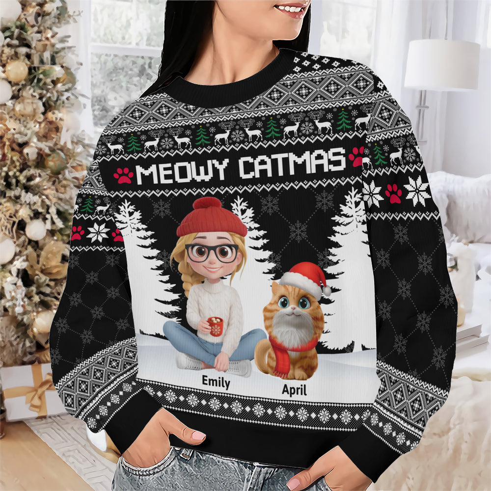 PSTS06 Meowy Catmas Cat Mom Xmas - Personalized Custom Sweater