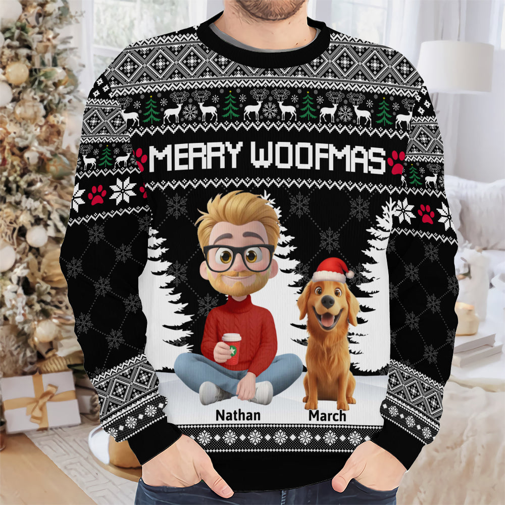 PSTS09 Merry Woofmas Dog Dad Xmas - Personalized Custom Sweater