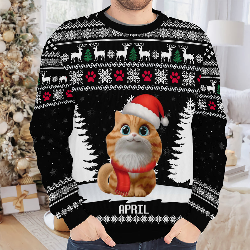 PSTS37 Cat Lover Christmas Pattern - Personalized Custom Sweater