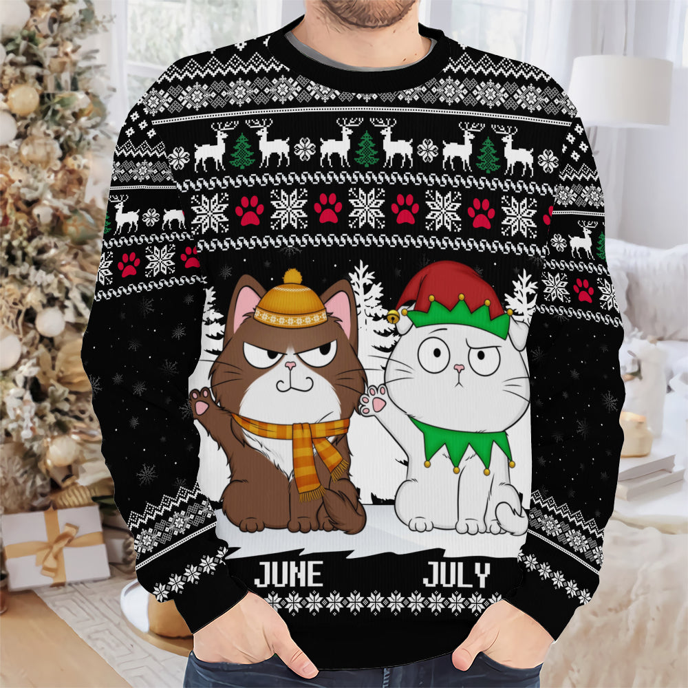 PSTS38 Cat Lover Funny Christmas Pattern - Personalized Custom Sweater