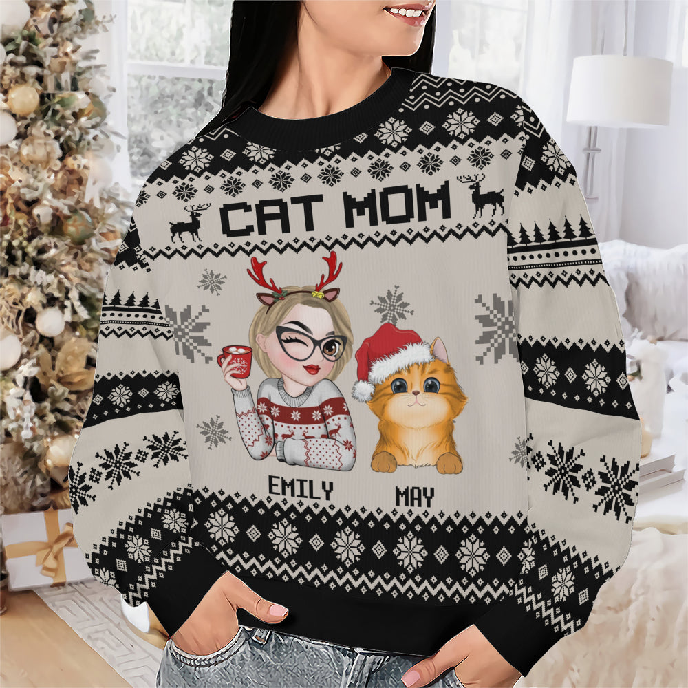 PSTS12 Cat Mom Mum Xmas - Personalized Custom Sweater