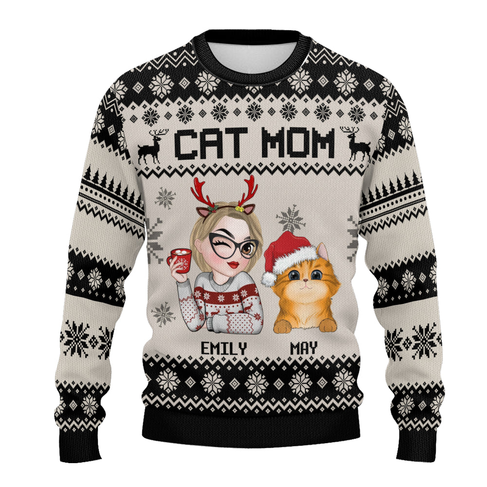 PSTS12 Cat Mom Mum Xmas - Personalized Custom Sweater