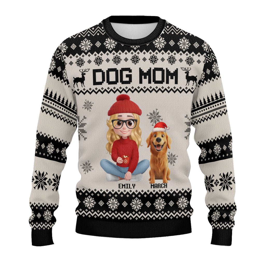 PSTS14 Dog Mom Mum Xmas 3D Cartoon Cute - Personalized Custom Sweater