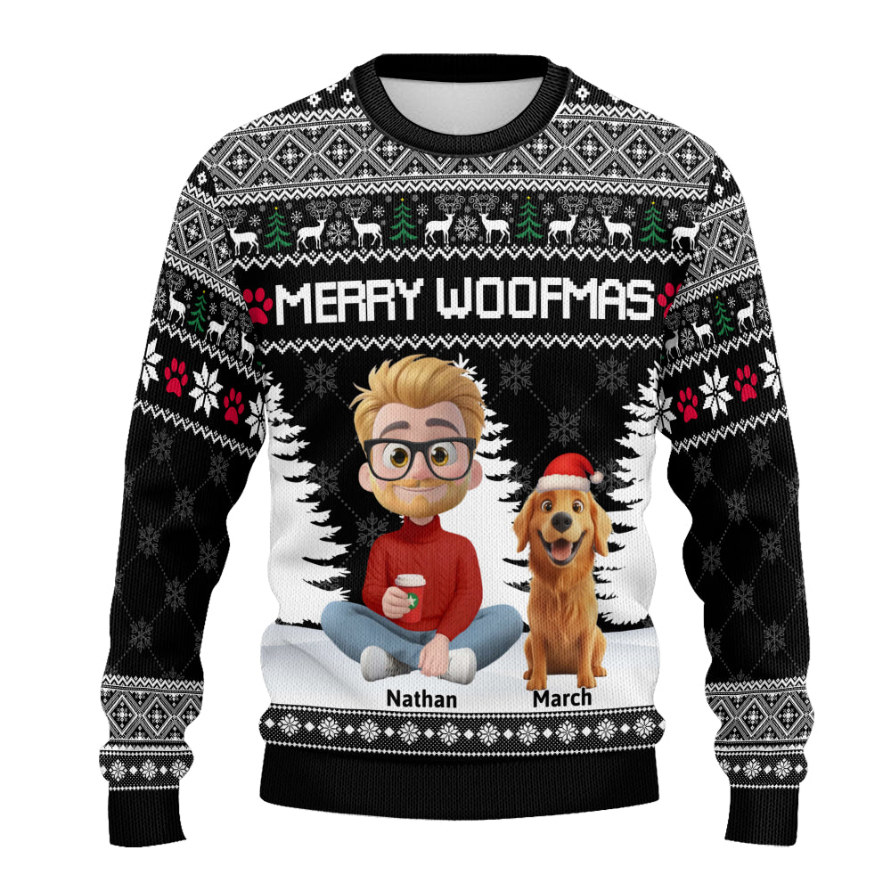 PSTS09 Merry Woofmas Dog Dad Xmas - Personalized Custom Sweater
