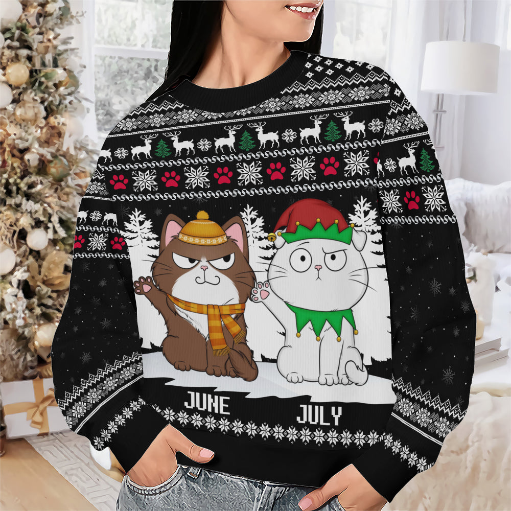 PSTS38 Cat Lover Funny Christmas Pattern - Personalized Custom Sweater