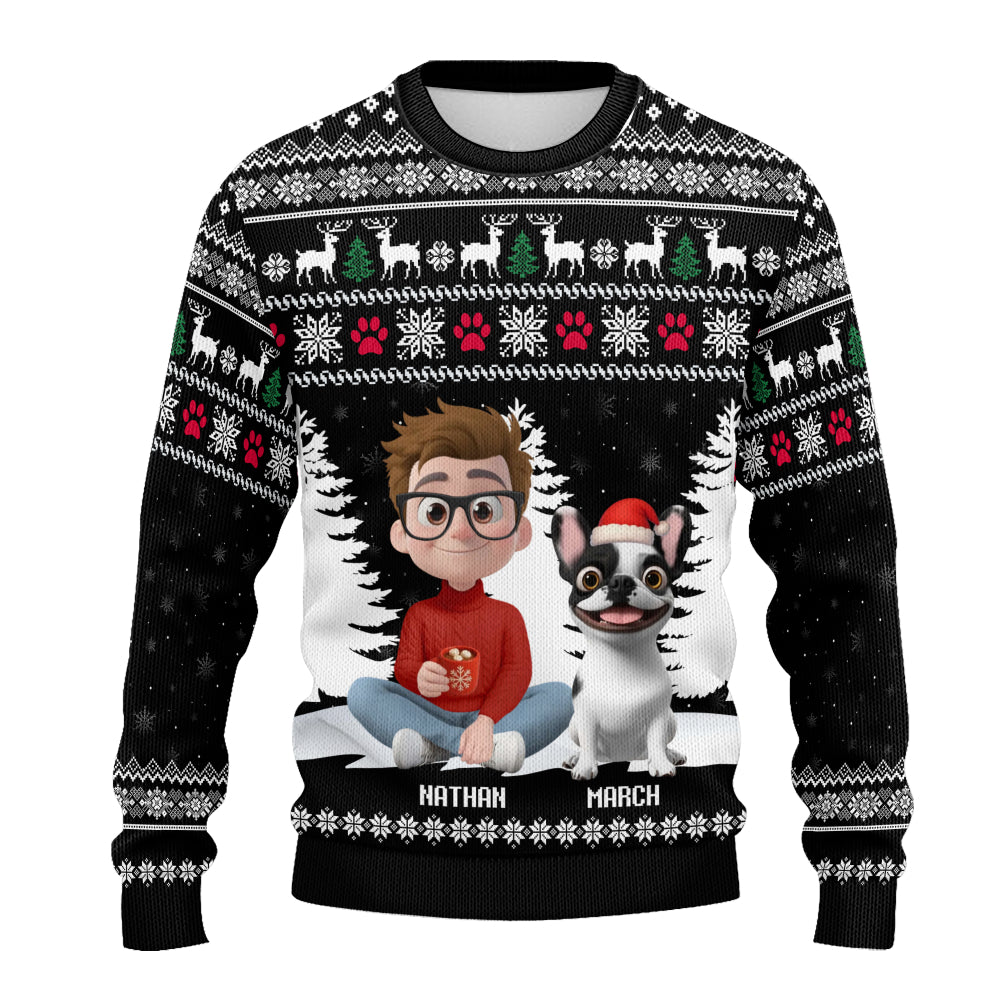 PSTS33 Dog Dad Christmas Pattern - Personalized Custom Sweater
