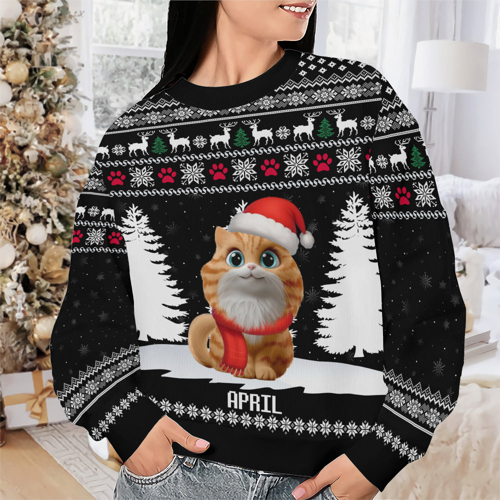 PSTS37 Cat Lover Christmas Pattern - Personalized Custom Sweater