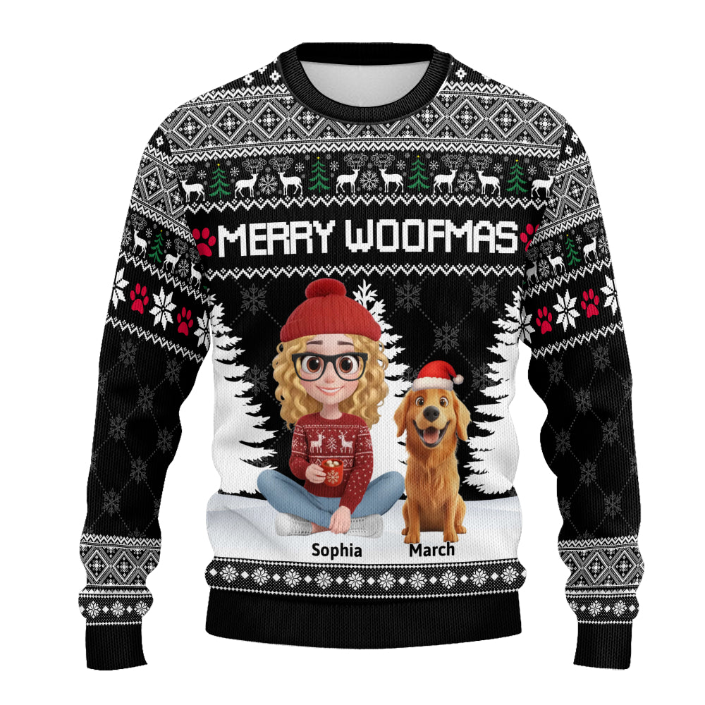 PSTS08 Merry Woofmas Dog Mom Xmas - Personalized Custom Sweater