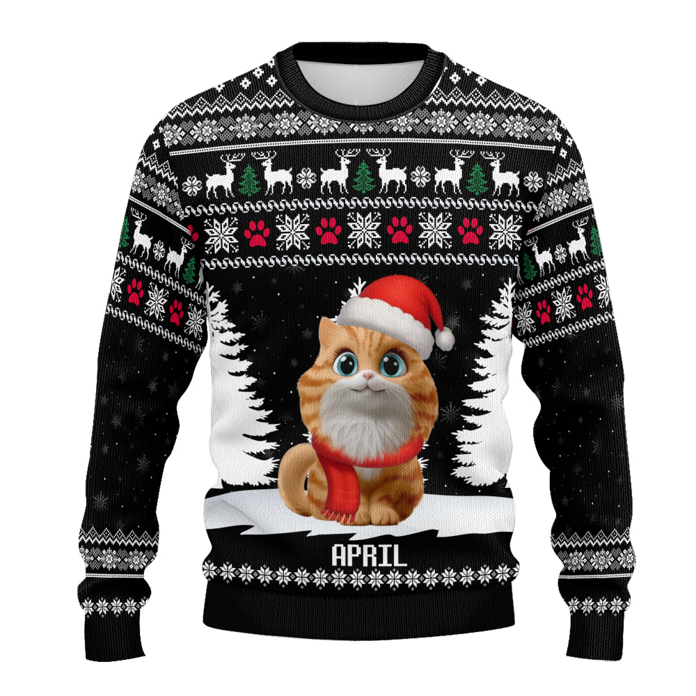 PSTS37 Cat Lover Christmas Pattern - Personalized Custom Sweater