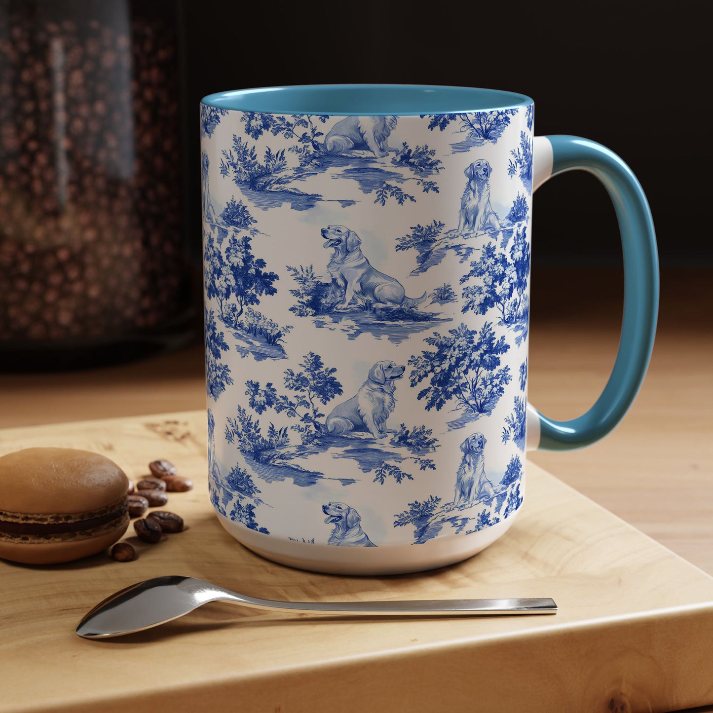 PST66 Toile De Jouy Style Golden Retriever Dog Lover - White Mug Accent Mug