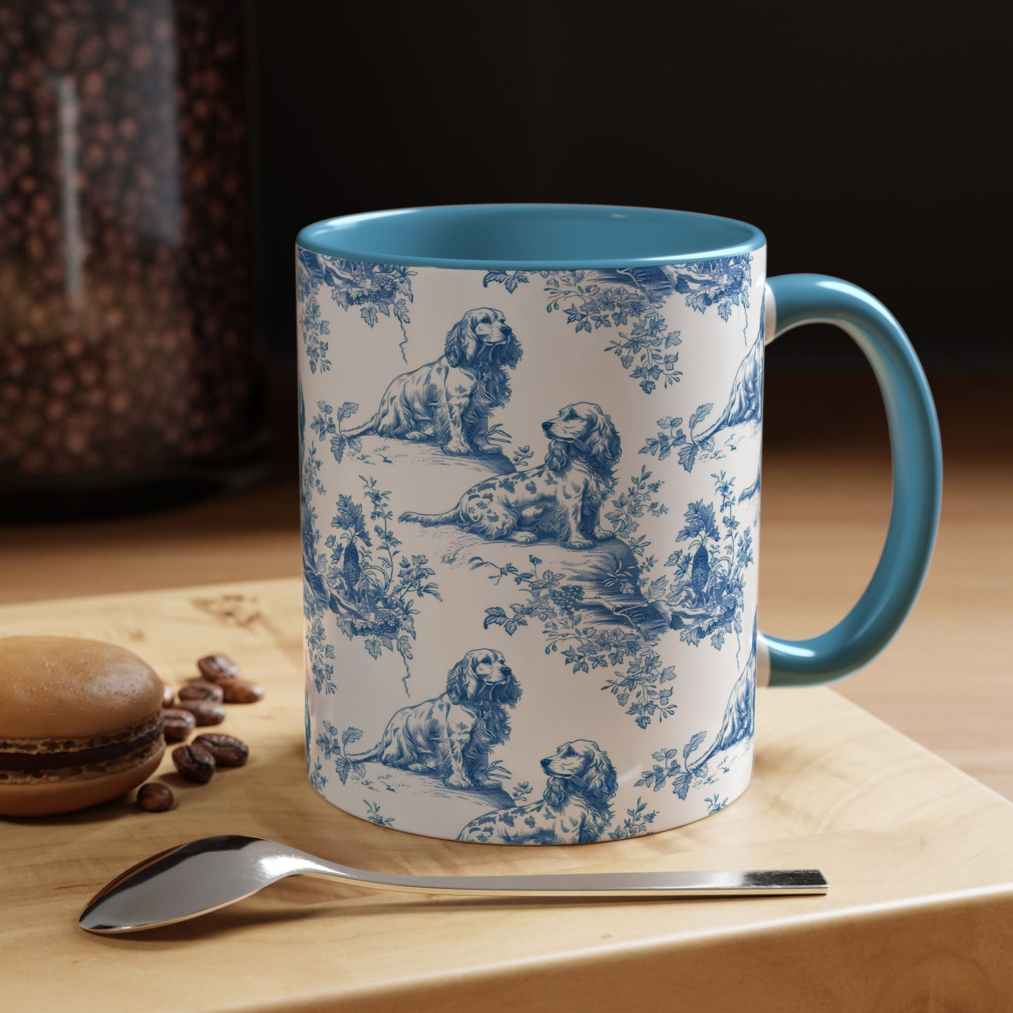 PST71 Toile De Jouy Style Cocker Spaniel Dog Lover - White Mug Accent Mug