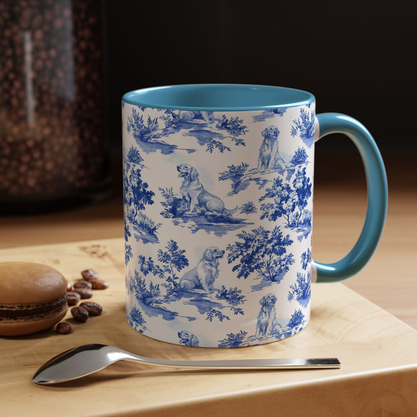 PST66 Toile De Jouy Style Golden Retriever Dog Lover - White Mug Accent Mug