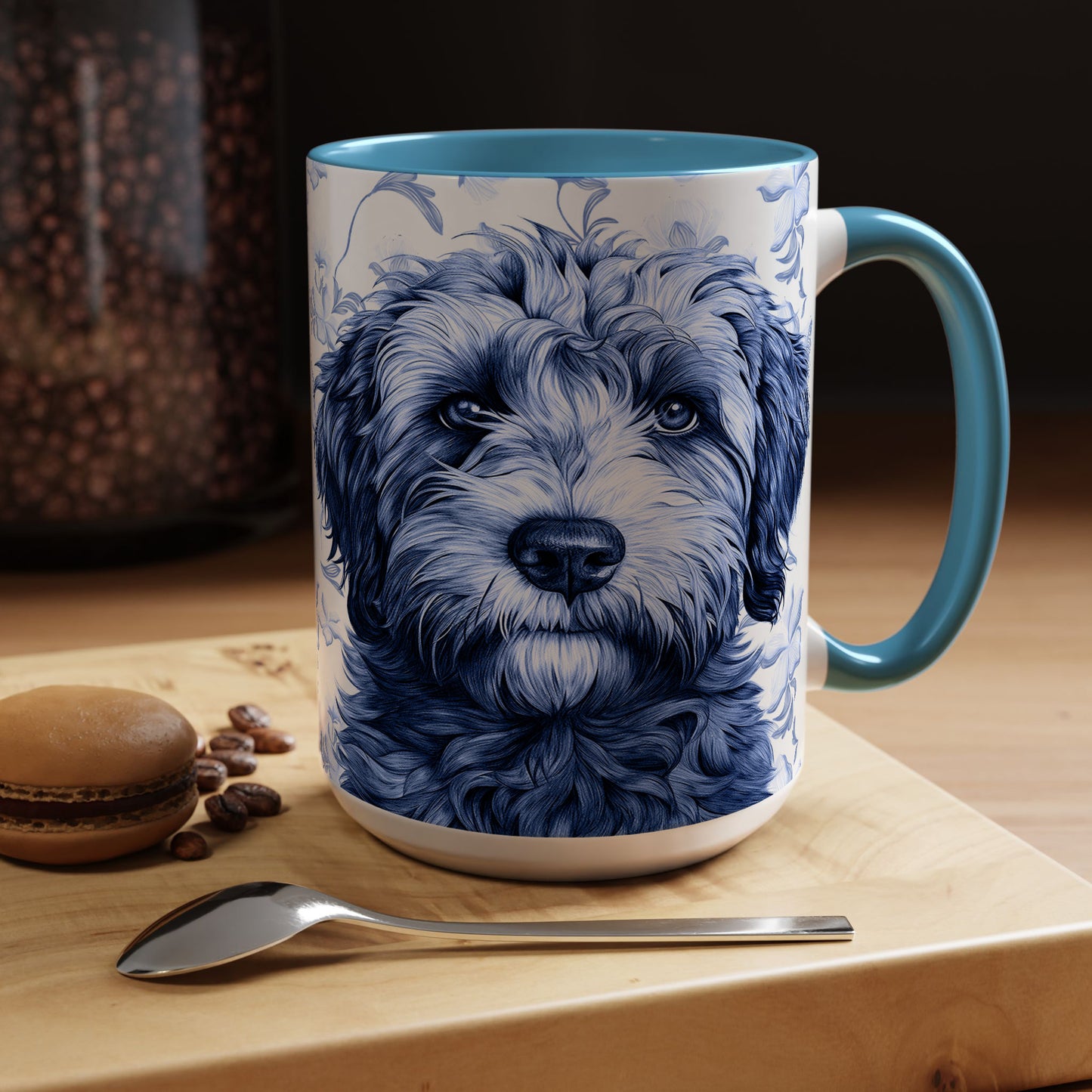 PST75 Toile De Jouy Style Doodle Dog Lover - White Mug Accent Mug