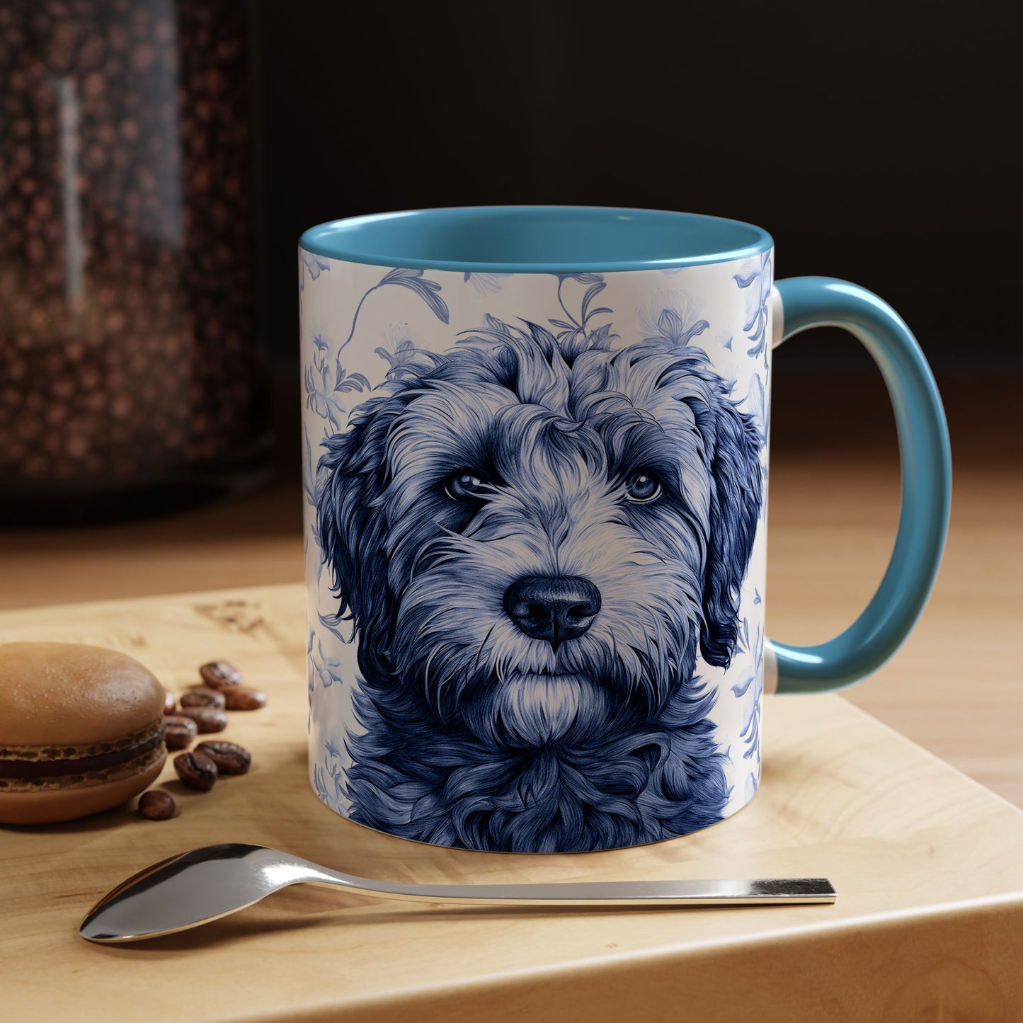 PST75 Toile De Jouy Style Doodle Dog Lover - White Mug Accent Mug
