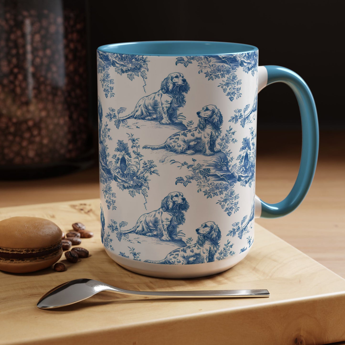 PST71 Toile De Jouy Style Cocker Spaniel Dog Lover - White Mug Accent Mug