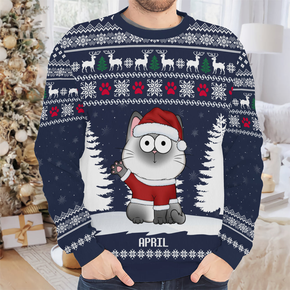 PSTS38 Cat Lover Funny Christmas Pattern - Personalized Custom Sweater