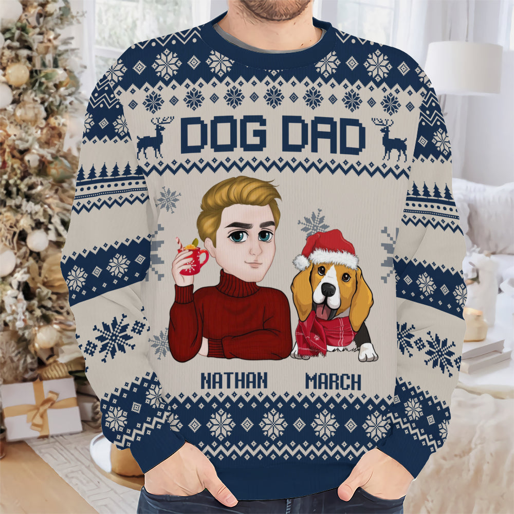 PSTS11 Dog Dad Xmas - Personalized Custom Sweater