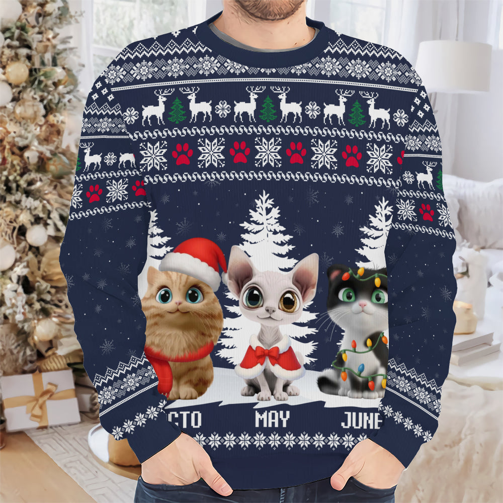 PSTS37 Cat Lover Christmas Pattern - Personalized Custom Sweater
