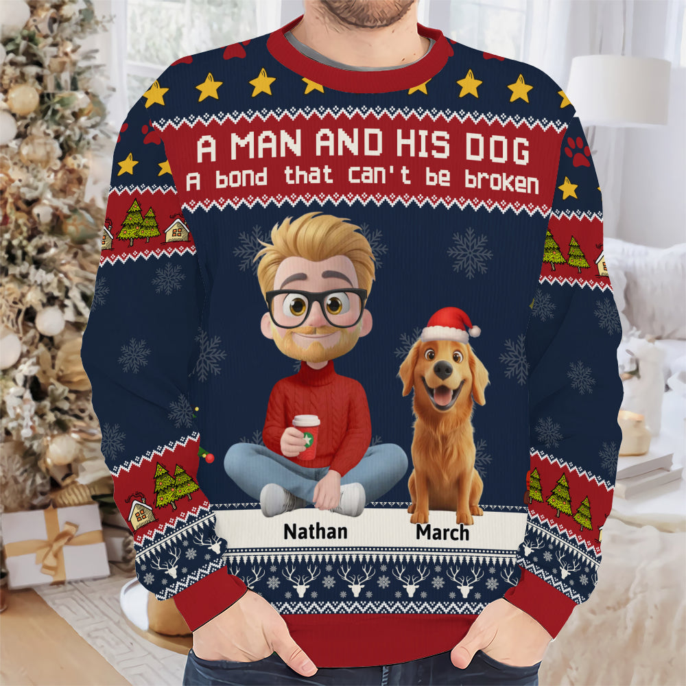 PSTS03 A Man And His Dog Xmas - Personalized Custom Sweater