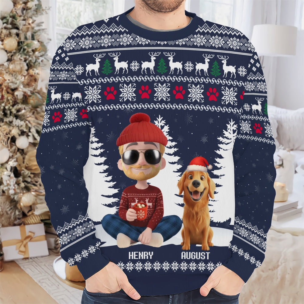 PSTS33 Dog Dad Christmas Pattern - Personalized Custom Sweater