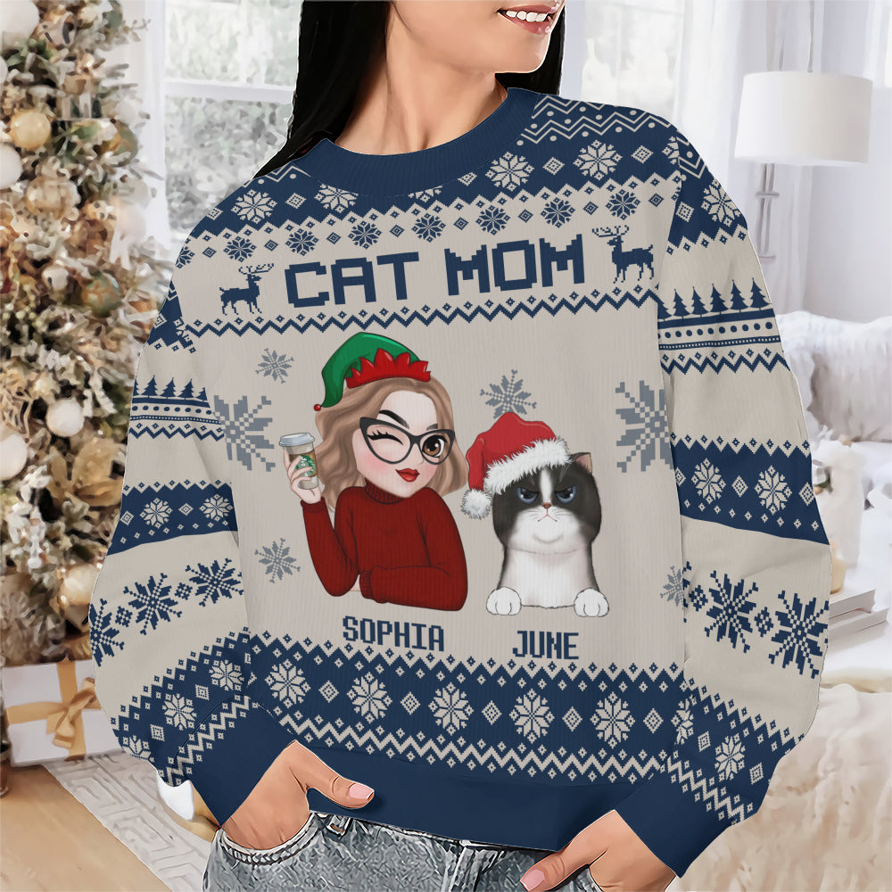 PSTS12 Cat Mom Mum Xmas - Personalized Custom Sweater
