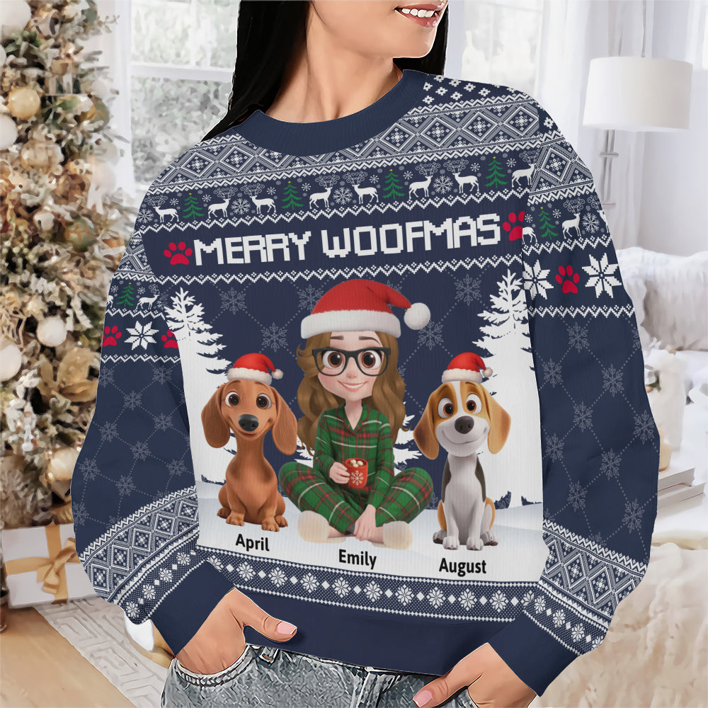 PSTS08 Merry Woofmas Dog Mom Xmas - Personalized Custom Sweater