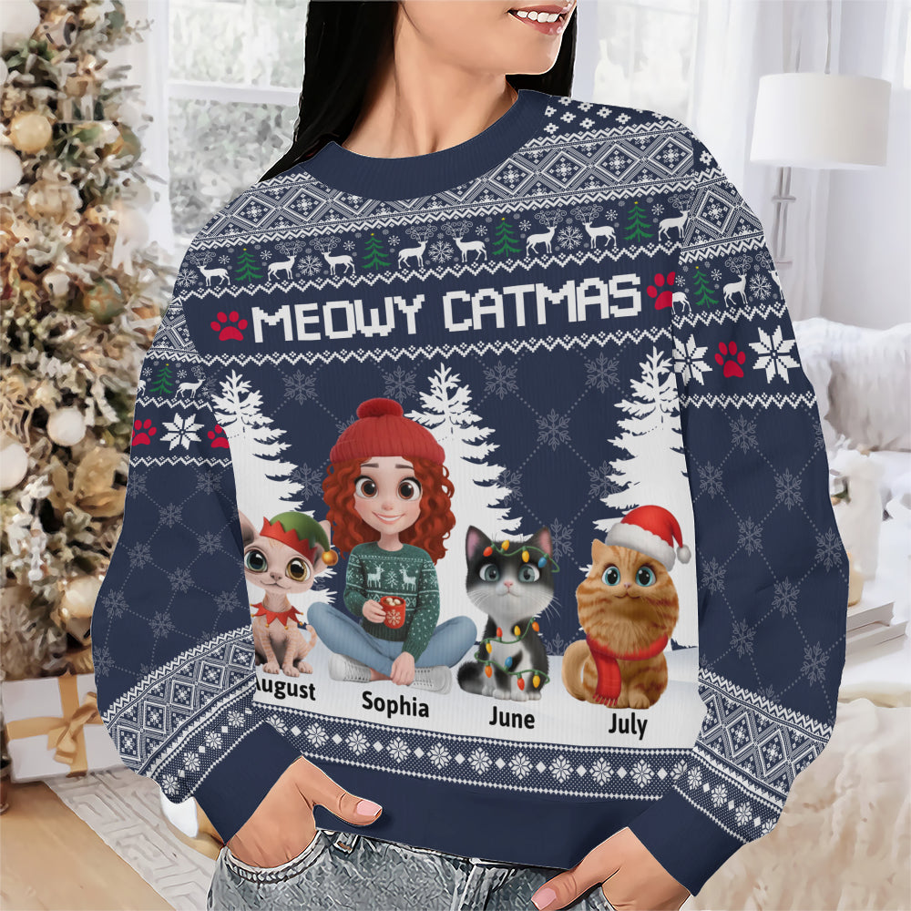 PSTS06 Meowy Catmas Cat Mom Xmas - Personalized Custom Sweater