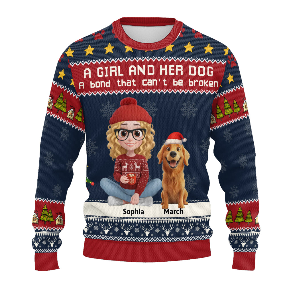 PSTS02 A Girl And Her Dog Xmas - Personalized Custom Sweater