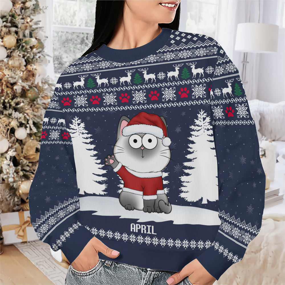 PSTS38 Cat Lover Funny Christmas Pattern - Personalized Custom Sweater
