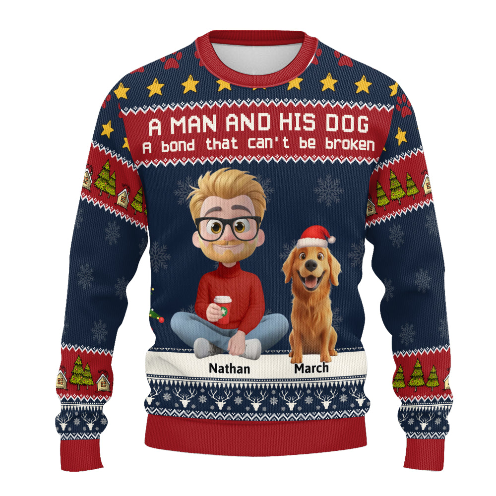 PSTS03 A Man And His Dog Xmas - Personalized Custom Sweater