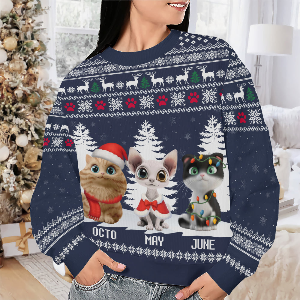 PSTS37 Cat Lover Christmas Pattern - Personalized Custom Sweater