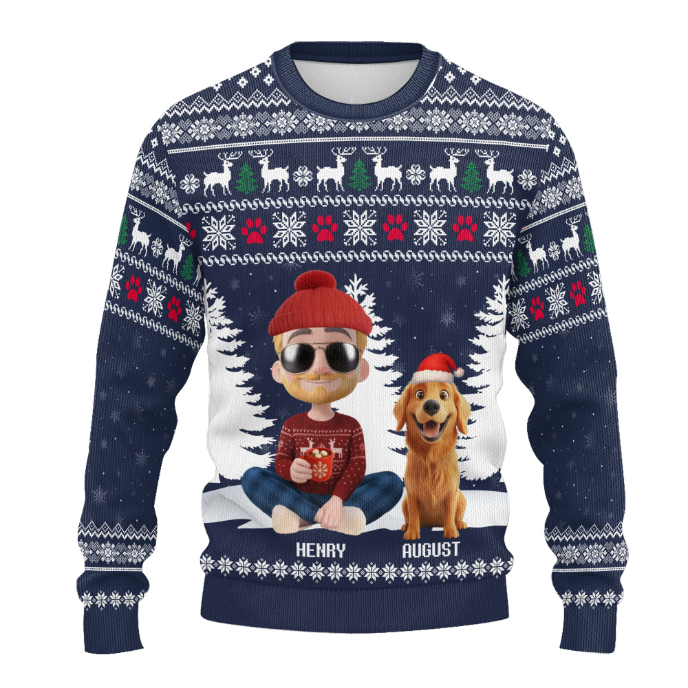 PSTS33 Dog Dad Christmas Pattern - Personalized Custom Sweater