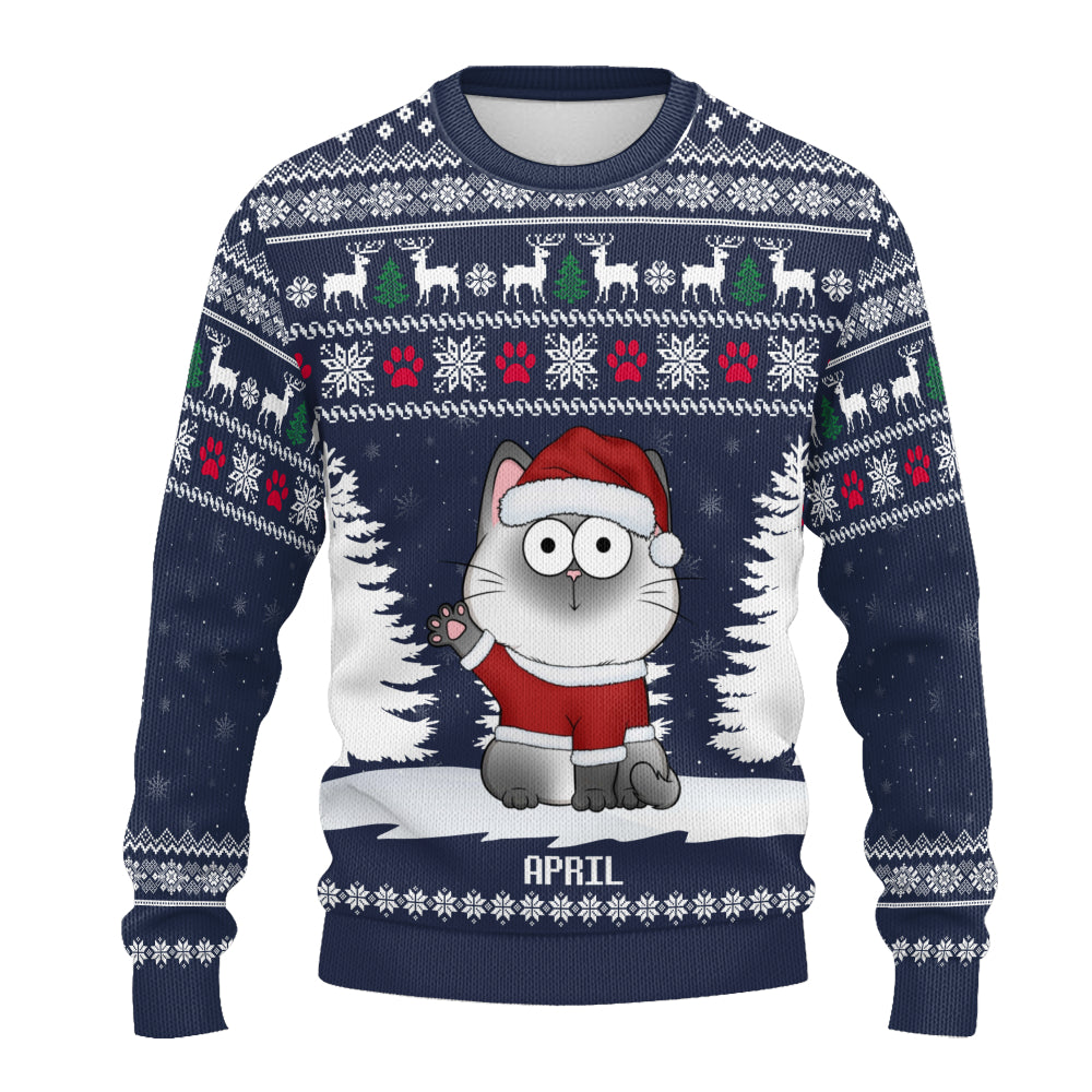 PSTS38 Cat Lover Funny Christmas Pattern - Personalized Custom Sweater
