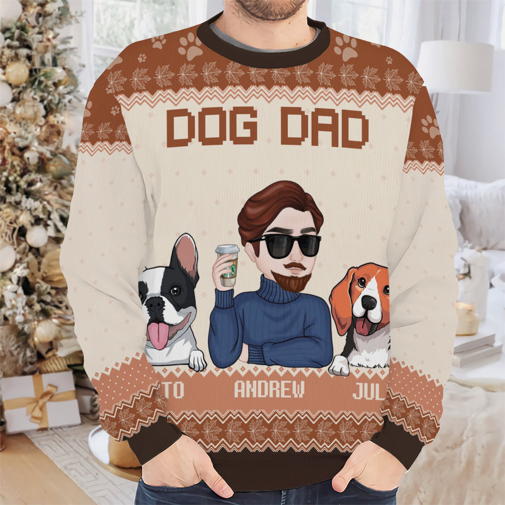 PSTS20 Dog Dad Autumn Leave - Personalized Custom Sweater