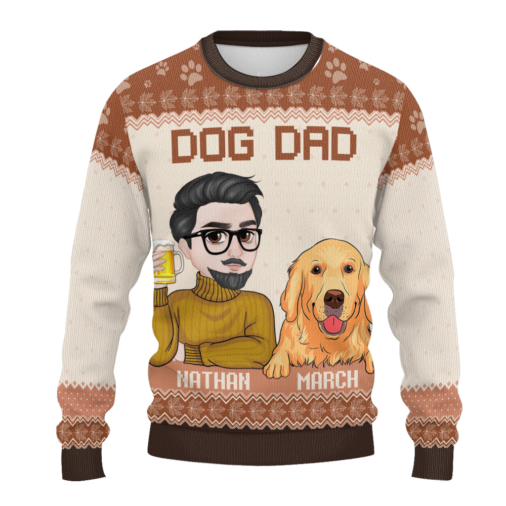 PSTS20 Dog Dad Autumn Leave - Personalized Custom Sweater