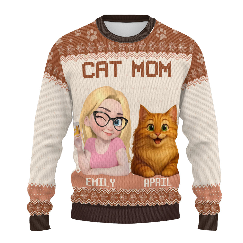 PSTS24 Cat Mom Mum Pack 3D Autumn Leave - Personalized Custom Sweater
