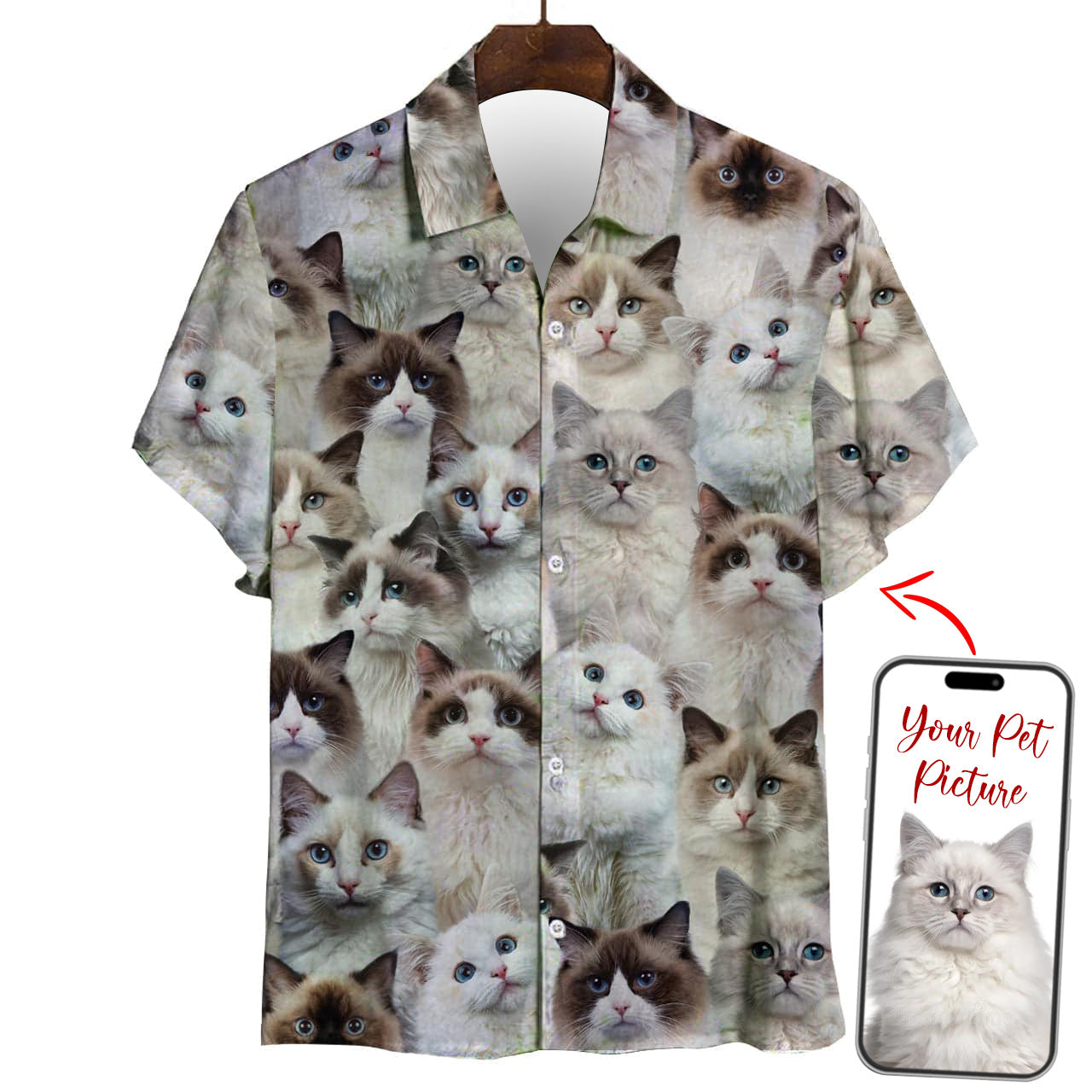 PSH12 Personalized Photo Upload Dog Lover Face Custom Hawaiian Shirt