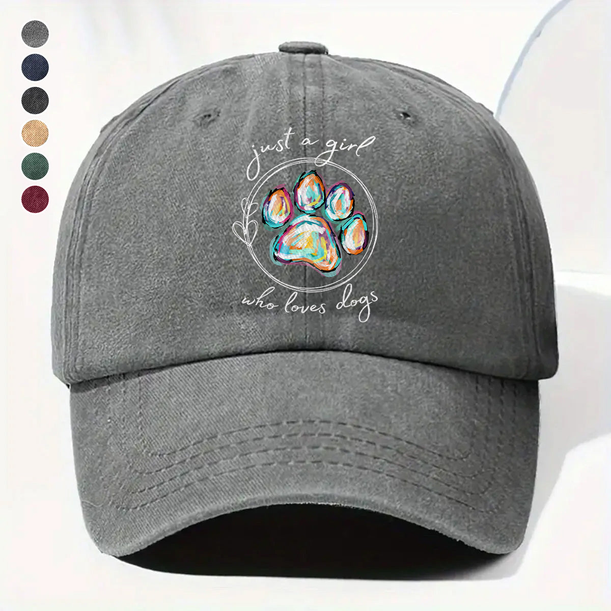 PSC22 Just A Girl Who Loves Dogs - Wash Denim Cap